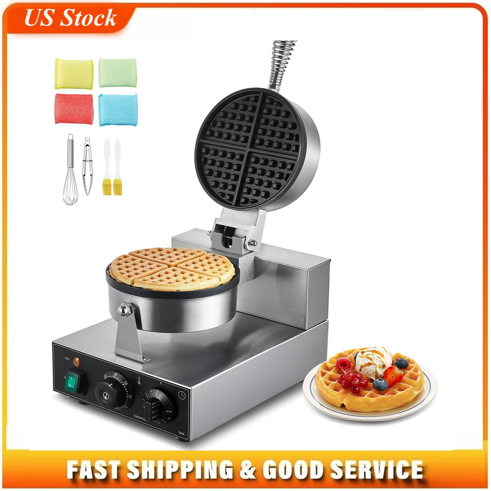 Waffle Iron Belgian - Pembuat Waffle Komersial, Mesin Pembuat Waffle
