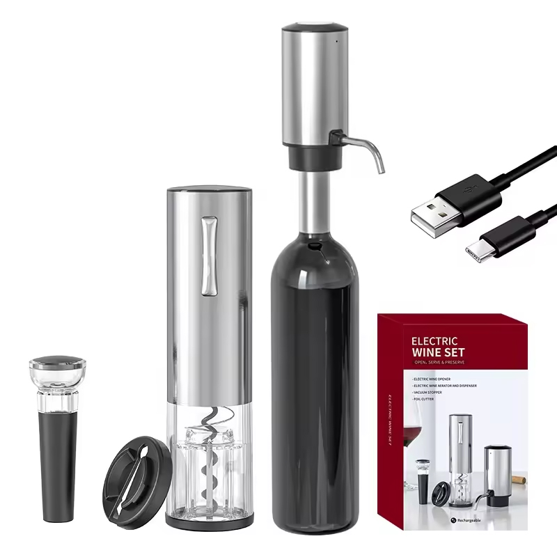 Desain baru 2024 4-in-1 Set pe - Wine Opener Electric ulasan dan harga